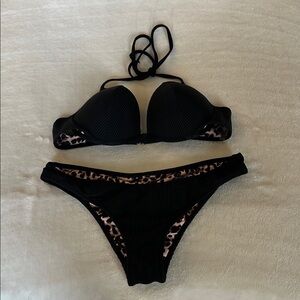 Shade & Shore Black Bikini with Leopard Print